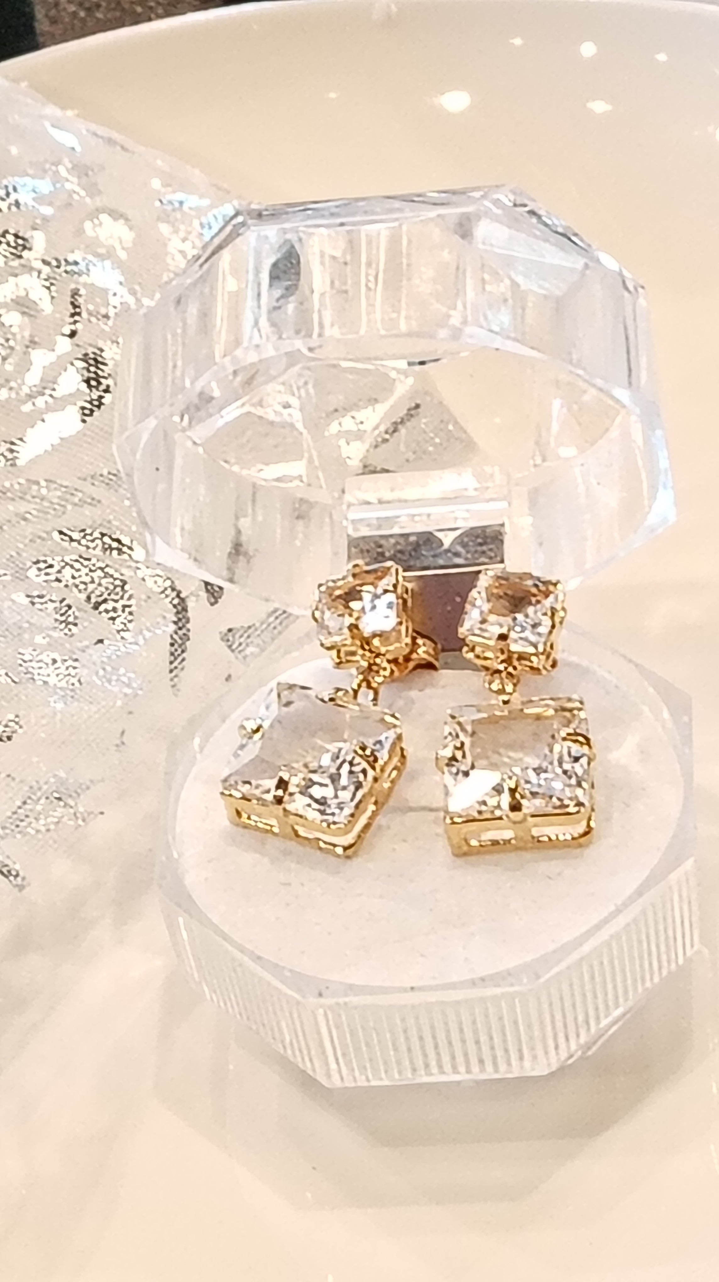 Pendientes de Cristal cuadrado